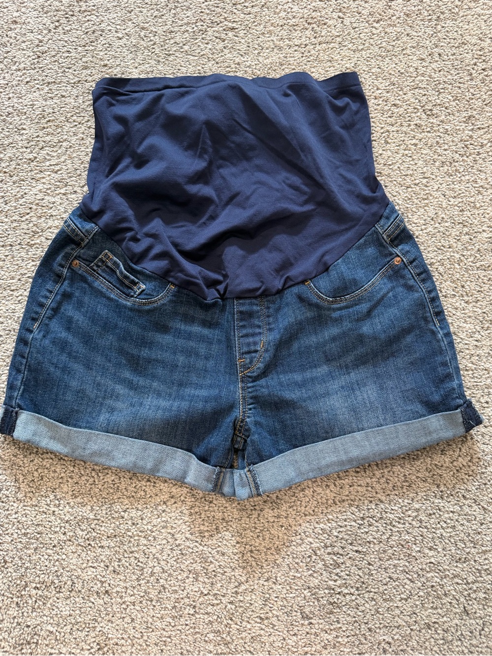 Signature by Levi Strauss Navy Maternity Denim Roll-Cuff Shorts